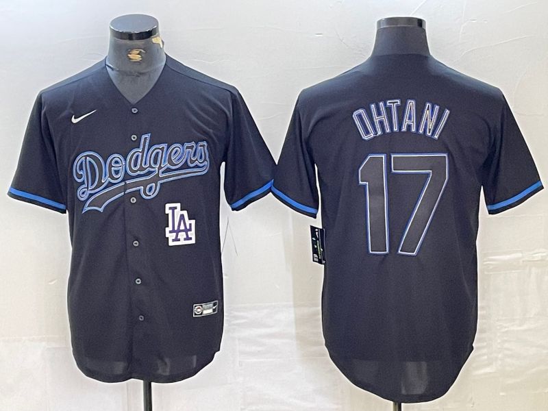Men Los Angeles Dodgers #17 Ohtani Black Fashion Nike Game MLB Jersey style 8